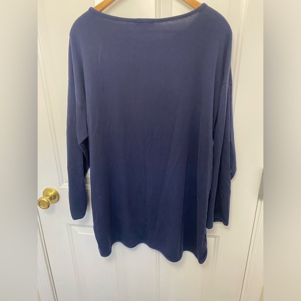 Eileen Fisher Long Sleeve Dark Blue Tunic GUC Size Large oversized comfy - Picture 7 of 7